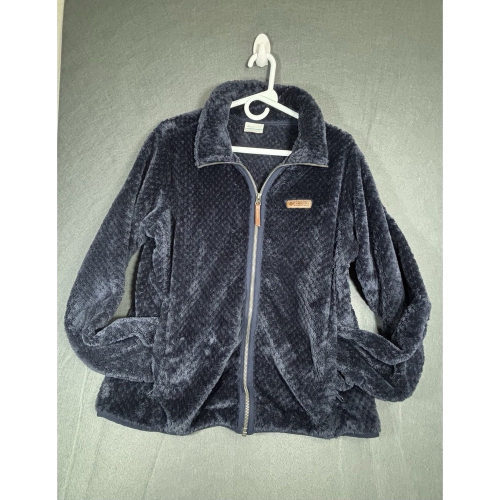 Columbia Women's Fleece Jacket Size L Navy Blue Full Zip Plush Soft Warm Winter